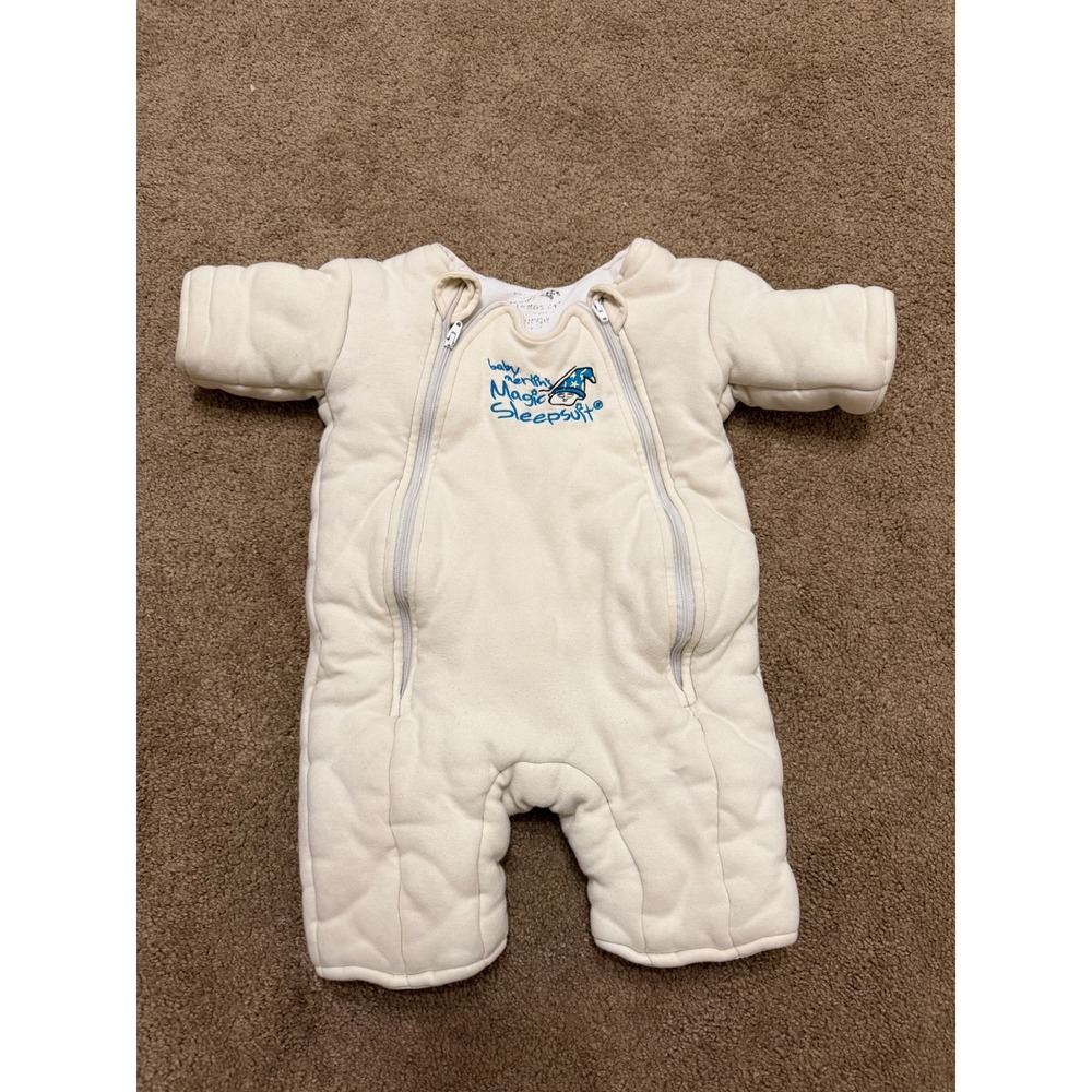 Baby Merlin's Magic Sleepsuit Baby Large Cream Excellent Quilted Cotton